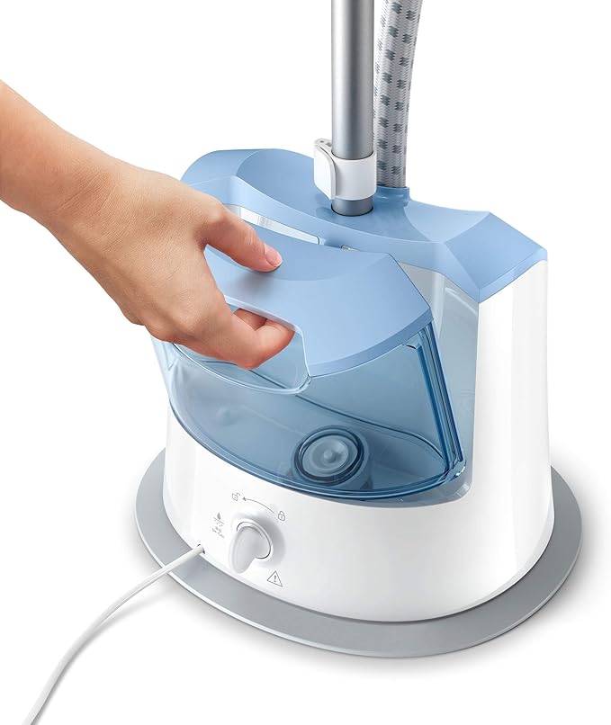 Philips Standing Garment Steamer - Steam Flow of 32 Grams per minute - 1600W - Water tank capacity 1.4 Litre - 50/60Hz - Easy Touch/Blue GC482/26