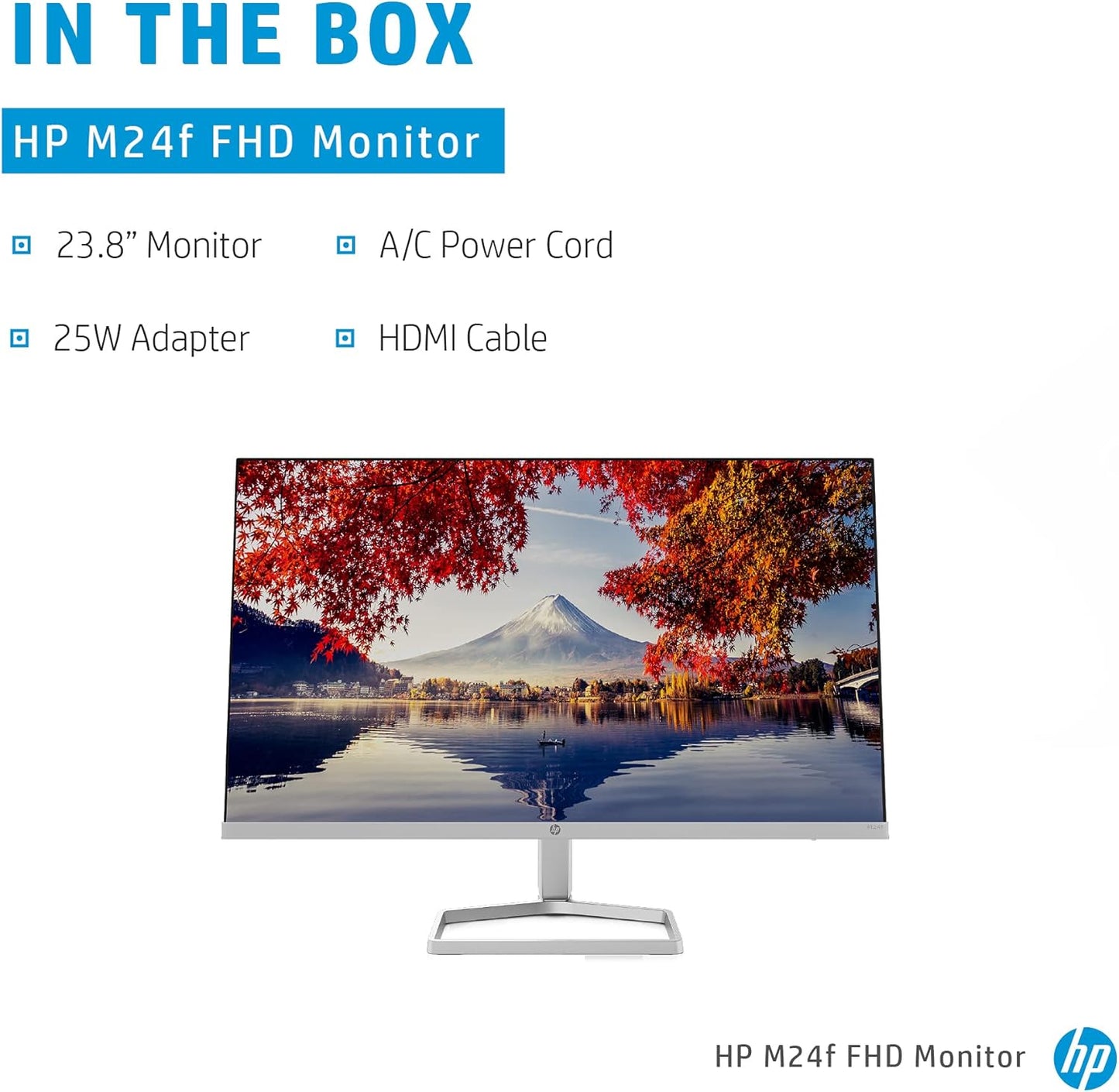 HP M24f Full HD 23.8" IPS LCD Monitor with HDMI,VGA,AMD FreeSync -Silver Black