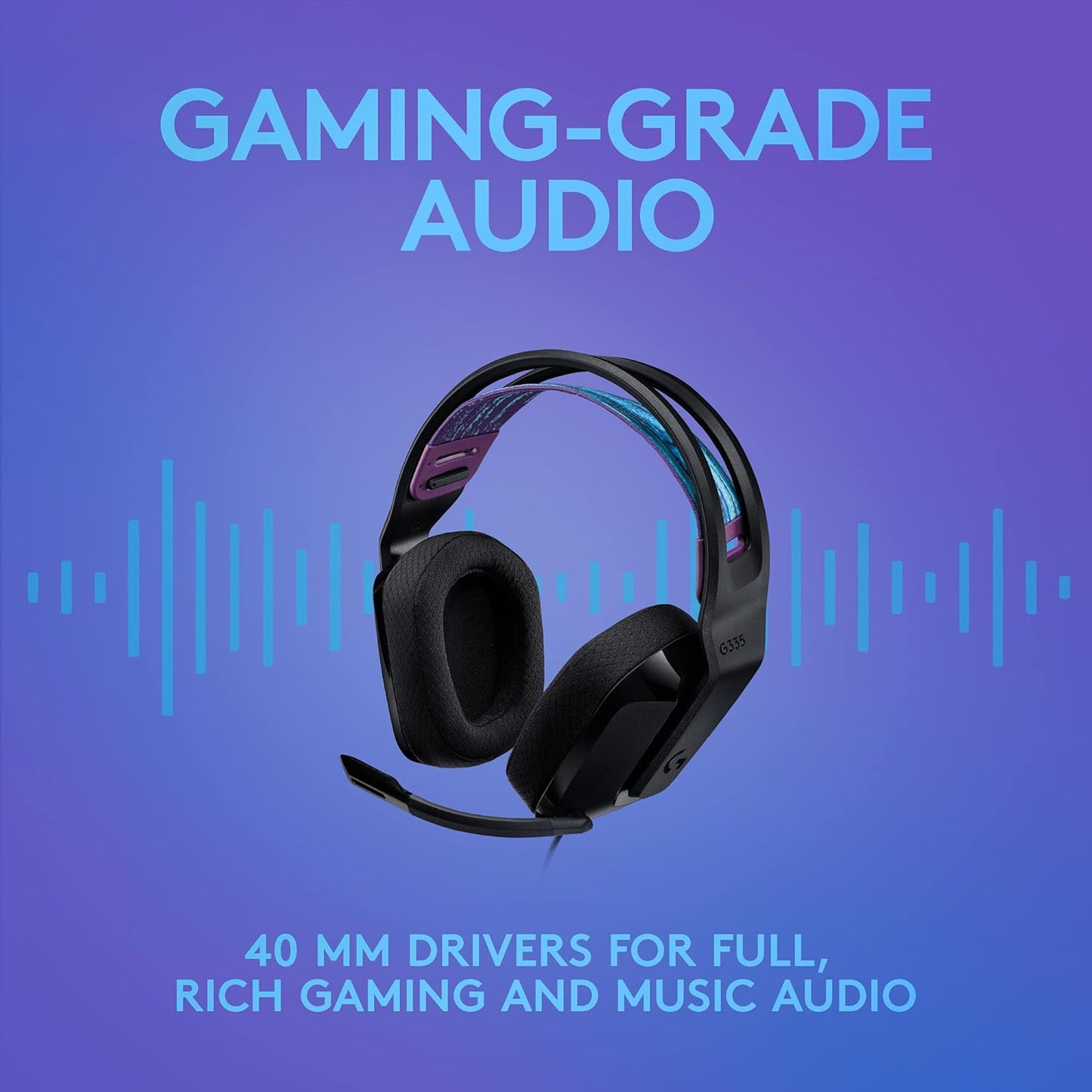 Logitech G335 Wired Gaming Headset, with Microphone, 3.5mm Audio Jack, Comfortable Memory Foam Earpads, Lightweight, Compatible with PC, PlayStation, Xbox, Nintendo Switch - Black