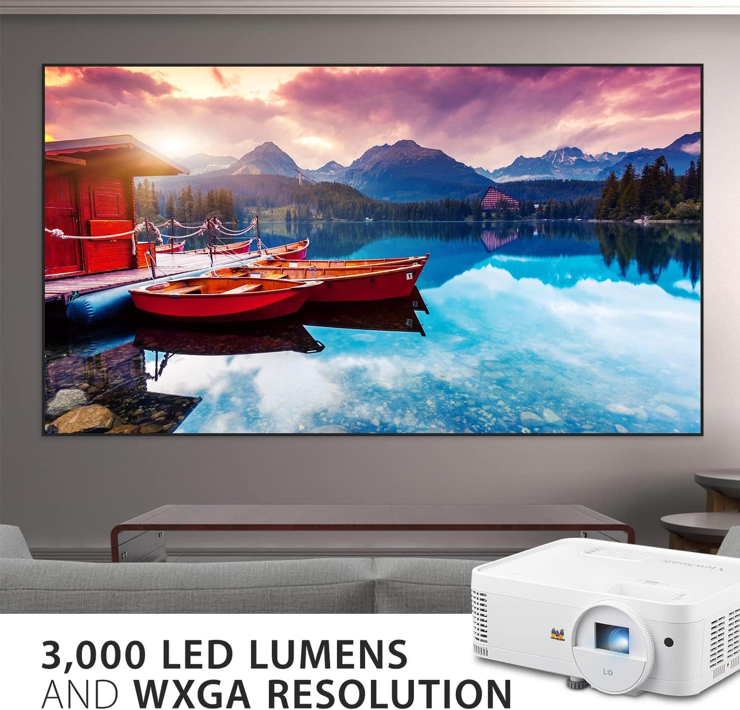 ViewSonic LS500WH 3000 Lumens WXGA LED Projector, Auto Power Off, 360-Degree Orientation for Business and Education