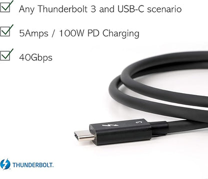 Plugable Thunderbolt 3 Cable 40Gbps Supports 100W (20V, 5A) Charging, 2.6ft / 0.8m USB C Compatible [Thunderbolt 3 Certified] - Driverless