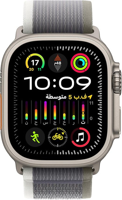 New Apple Watch Ultra 2 [GPS + Cellular 49mm] Smartwatch with Rugged Titanium Case & Green/Grey Trail Loop S/M.