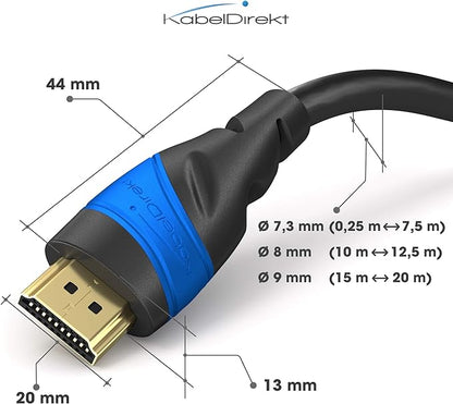 KabelDirekt – 5m HDMI cable – 4K HDMI cord (HDMI to HDMI – 4K@60Hz for stunning Ultra HD, High Speed with Ethernet, HDMI 2.0/1.4 – Blu-ray/PS4/PS5/Xbox Series X/Switch, black)