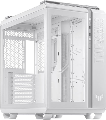 ASUS TUF Gaming GT502 White ATX Mid-Tower Computer Case,Front Panel RGB Button,USB 3.2 Type-C,2x USB 3.0 Ports,Tool-free Side Panel,ARGB Hub, 360mm and 280mm Radiator compatible, Fabric Handle on top. - T