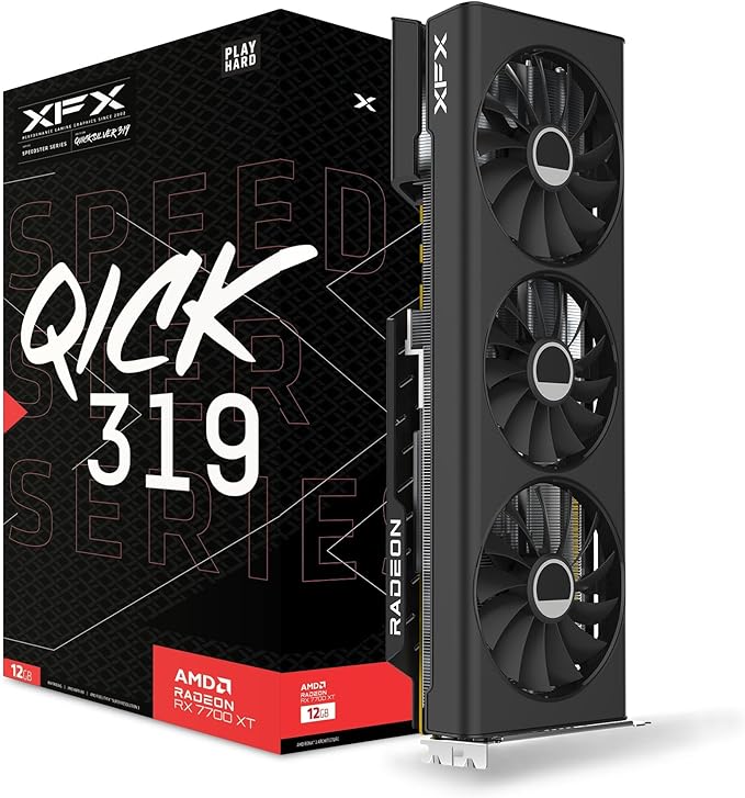 XFX SPEEDSTER QICK319 RADEON RX 7700 XT BLACK Gaming Graphics Card with 12GB GDDR6 HDMI 3xDP AMD RDNA 3