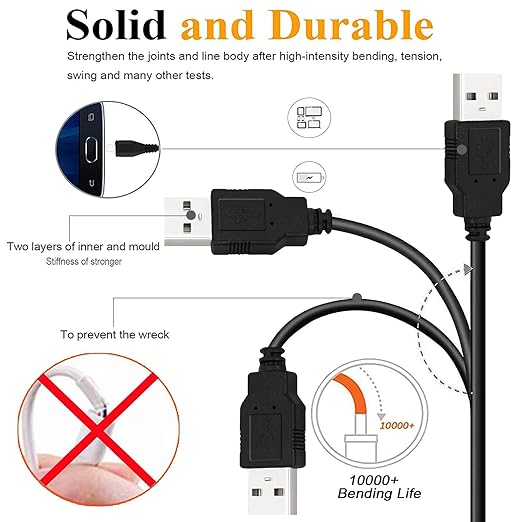 PS4 Controller Charger, 1.8M Micro USB Cable Fast Charging Cable for PS4 Controller/Xbox One/Dual Shock 4/Fire HD/Camera/TV Stick, LG K8V Aristo 5/K40/Phoenix/Escape, Android Charger Cord - T