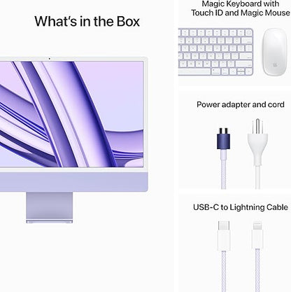 Apple 2023 iMac All-in-One Desktop Computer with M3 chip: 8-core CPU, 10-core GPU, 24-inch Retina Display, 256GB SSD Storage. Works with iPhone/iPad; Purple With AppleCare+ (3 Years)