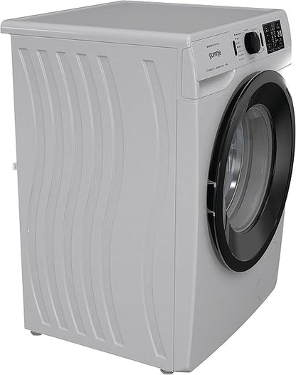 Gorenje WNEI84AS/A, 8 Kg Fully Automatic Front Load Washing Machine, 16 Programs, Energy and Water Efficient, Wave Drum, 1400 RPM, Silver, Made in Slovenia