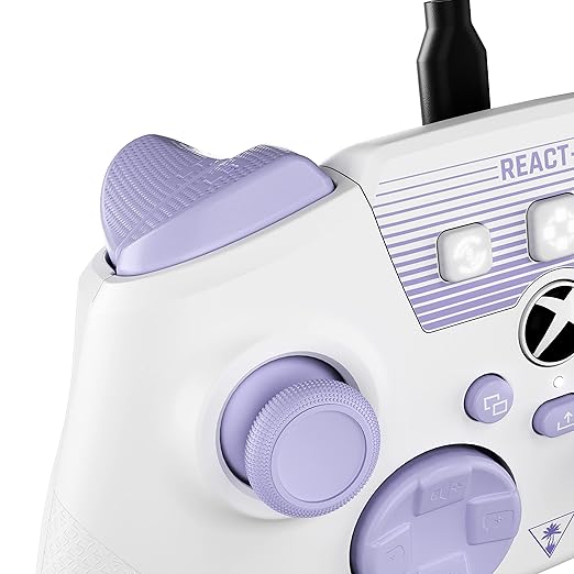 Turtle Beach REACT-R Wired Game Controller – Officially Licensed for Xbox Series X & S, Xbox One, and Windows 10|11 PC’s – White & Purple