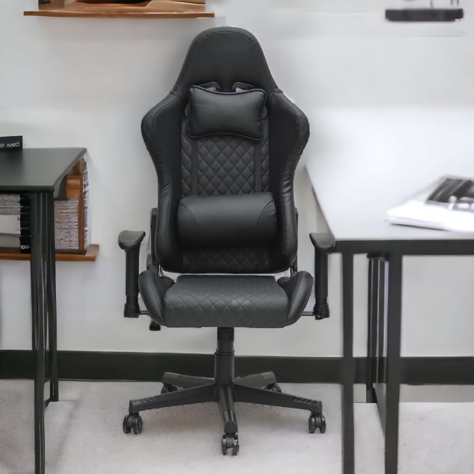 Multi Home Furniture Modern design Best Executive gaming chair MH-8884-Black for Video Gaming Chair for Pc with fully reclining back and head rest and soft leather (Black)