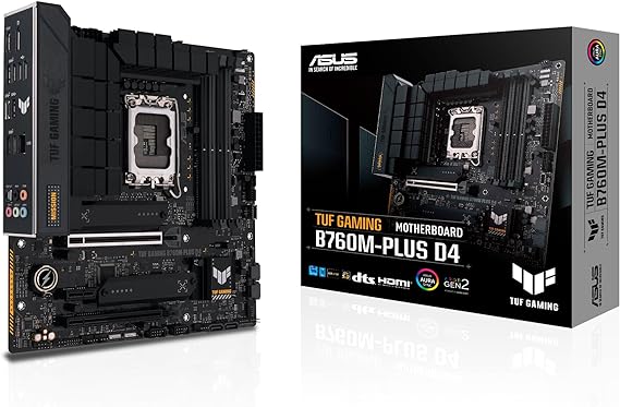 ASUS TUF GAMING B760M-PLUS WIFI 6 D4 Intel(13th and 12th Gen) LGA 1700 mATX motherboard,PCIe 5.0,2xPCIe 4.0 M.2 slots,DDR4,2.5Gb LAN,USB 3.2 Gen 2x2 Type-C,front USB 3.2 Type-C,Thunderbolt (USB4®)