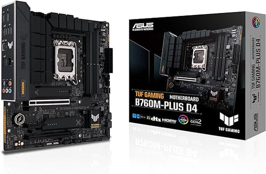 ASUS TUF GAMING B760M-PLUS WIFI 6 D4 Intel(13th and 12th Gen) LGA 1700 mATX motherboard,PCIe 5.0,2xPCIe 4.0 M.2 slots,DDR4,2.5Gb LAN,USB 3.2 Gen 2x2 Type-C,front USB 3.2 Type-C,Thunderbolt (USB4®)