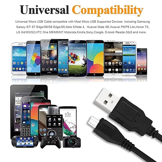PS4 Controller Charger, 1.8M Micro USB Cable Fast Charging Cable for PS4 Controller/Xbox One/Dual Shock 4/Fire HD/Camera/TV Stick, LG K8V Aristo 5/K40/Phoenix/Escape, Android Charger Cord - T
