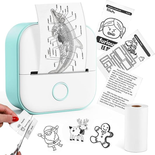 Memoking Mini Sticker Printer - Memoking T02 Thermal Wireless Bluetooth Pocket Phone Printer, for DIY Journal, Photos, Notes, Children Women Gifts, Compatible with iOS & Android, Green