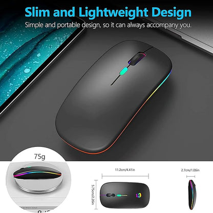 Wireless Mouse for Laptop With 2 USB A to USB C Adapter, 2.4GHZ Bluetooth Mouse Rechargeable, Laptop Mouse Computer Accessories, USB Mouse 3 Buttons-Laptop Mouse Wireless PC Mouse 800 to 2400 Dpi