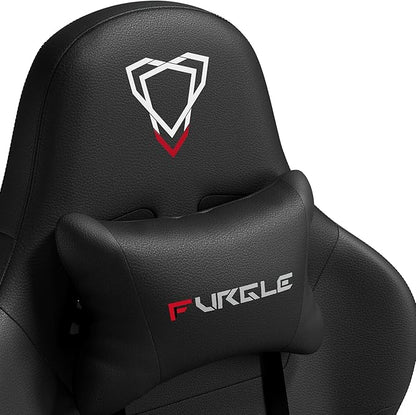 Furgle Gaming Chair, Racing Style High-Back Office Chair with Adjustable Armrests, PU Leather Ergonomic Video Game Chairs with Headrest and Lumbar Support, Rocking Mode,(Black)