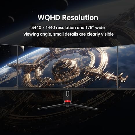 KTC 34 Inch Ultrawide Monitor, 165Hz WQHD 3440X1440 Curved Gaming Monitor, 1500R PC Monitor, HDR, FreeSync & G-Sync, HDMI, DisplayPort, VESA, Tilt Swivel Height Pivot Adjustment, H34S18S