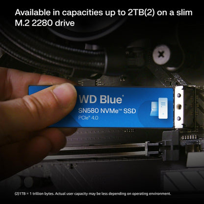 Western Digital 1TB WD Blue SN580 SSD PCIe Gen4 x4, NVMe v1.4b M.2 2280, Read speed up to 4,150 MB/s, Write speed up to 4,150MB/s - 5-Year Limited Warranty -WDS100T3B0E