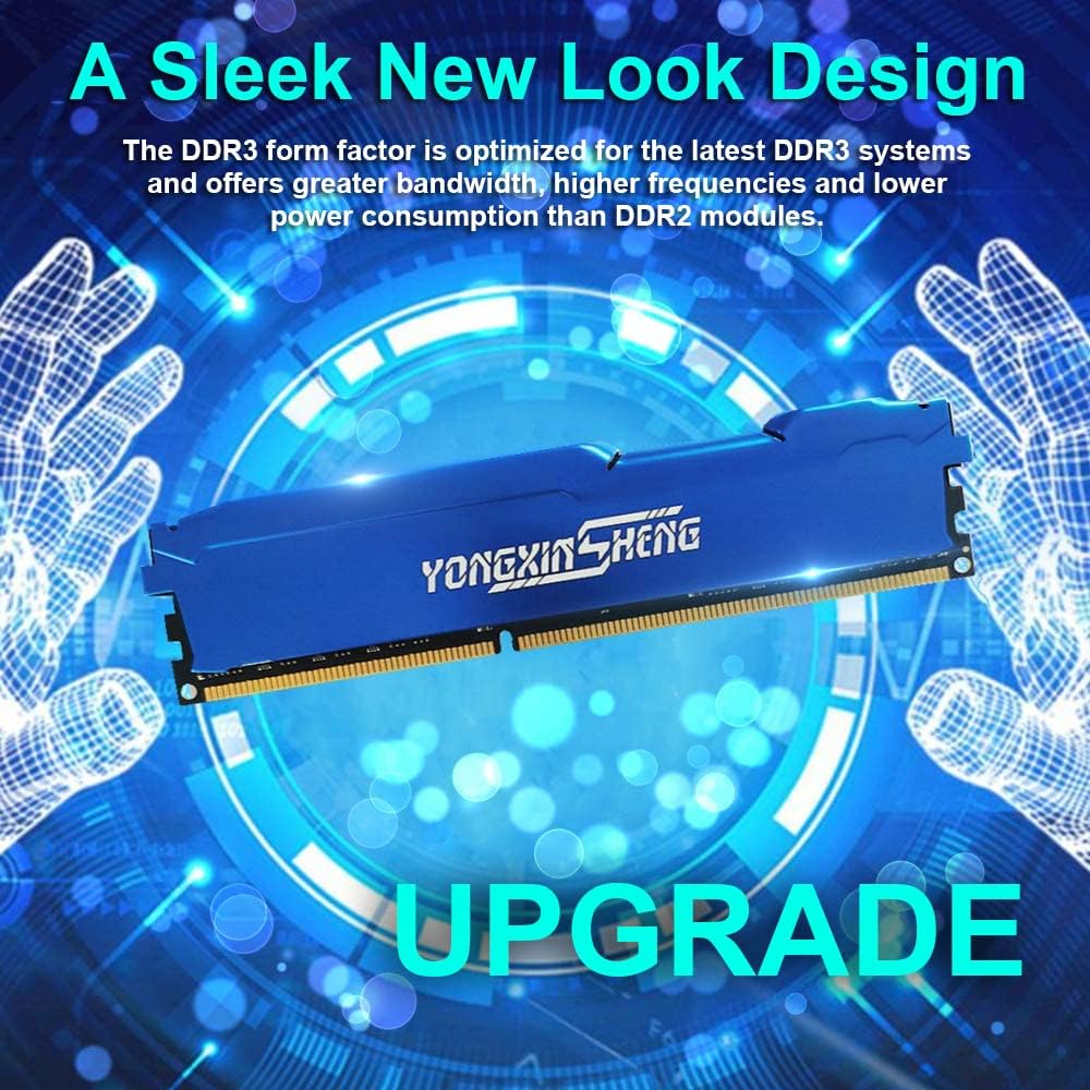 DDR3 16GB Kit (8GBx2) Desktop RAM 1600MHz PC3-12800 UDIMM Non-ECC Unbuffered 1.5V 2Rx8 Dual Rank 240 Pin CL11 PC Computer Memory Upgrade Module (Blue) - T