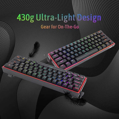 REDRAGON K617 Fizz RGB 60% Mechanical Keyboard | RED-K617-RGB, Carbon