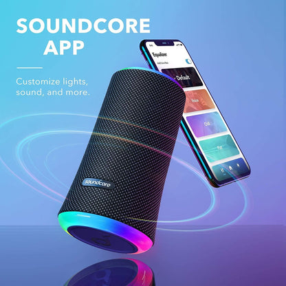 Anker soundcore flare 2 bluetooth speaker, with ipx7 waterproof protection and 360 sound for backyard and beach party, 20w wireless speaker with partycast, eq adjustment, and 12-hour playtime, black