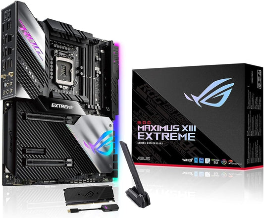 Asus ROG Maximus XIII Extreme (WiFi 6E) Z590 LGA 1200(Intel® 11th/10th Gen) EATX gaming motherboard (PCIe 4.0, 18+2 power stages, 5x M.2 slots, 10 Gb &2.5Gb LAN,Thunderbolt 4, 1.77” Livedash OLED)