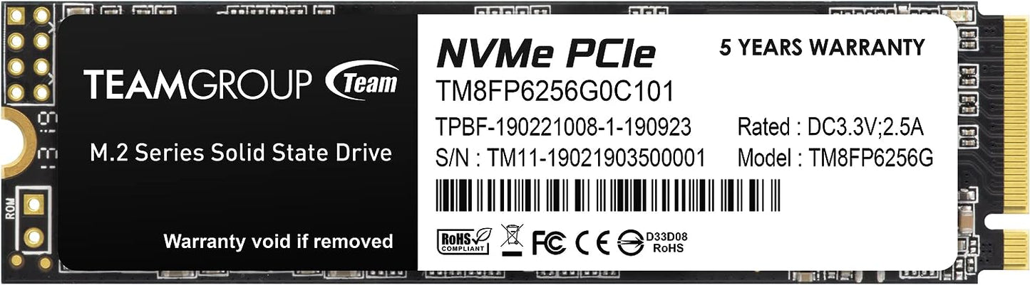 TEAMGROUP MP33 256GB 3D NAND NVMe PCIe M.2 SSD - TM8FP6256G0C101