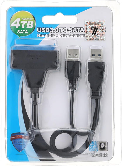 Zonic Z1096 USB 3.0 SATA (7+15pin) 22Pin to USB Adapter Up to 6 Gbps Support 2.5 Inches External SSD HDD Hard Drive 22 Pin Sata III Data support 4tb - Black - T