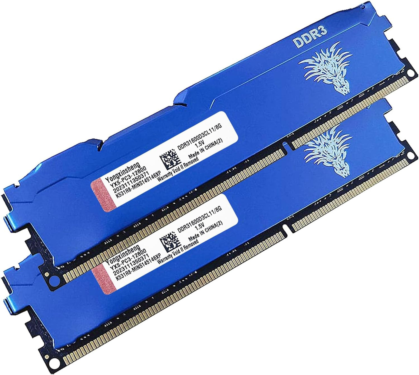 DDR3 16GB Kit (8GBx2) Desktop RAM 1600MHz PC3-12800 UDIMM Non-ECC Unbuffered 1.5V 2Rx8 Dual Rank 240 Pin CL11 PC Computer Memory Upgrade Module (Blue) - T