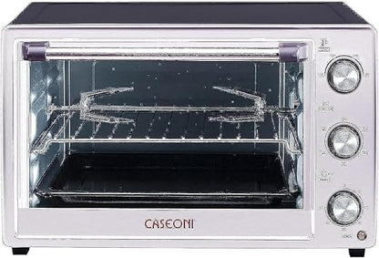 Caseoni Electric Oven 50 Liters with Rotisserie, Fan and Inner Lamp Silver Color 2000W 1CC02G01