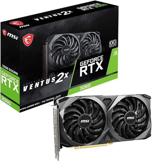 MSI Gaming GeForce RTX 3060 12GB 15 Gbps GDRR6 192-Bit HDMI/DP PCIe 4 Torx Twin Fan Ampere OC Graphics Card (RTX 3060 Ventus 2X 12G OC)