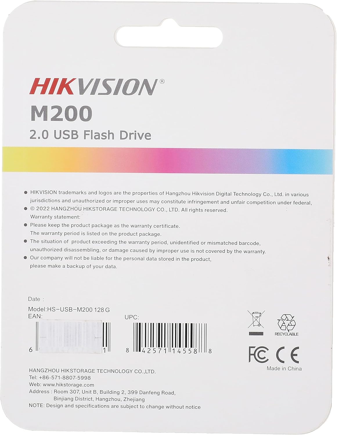 Hikvision M200 Flash Drive 128GB USB2.0, Flash Storage Memory Stick, with Metal Case for Data Storage and Backup, Speed up to 30-80mb/s