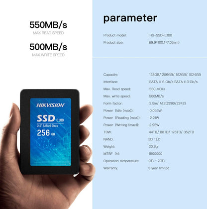 Hikvision 256GB Internal Laptop Hard Disk - HS-SSD-E100/256G - T