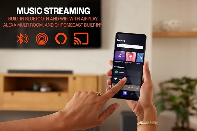 JBL Bar 500 5.1-Channel Soundbar with Wireless Subwoofer, Multibeam and Dolby Atmos Theatre-Quality 3D Surround Sound, PureVoice Technology, 590W Output Power, Built-In WiFi - Black, JBLBAR500PROBLKUK