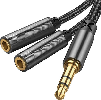 Joyroom SY-A04 Headphone male to 2-female Y-splitter audio cable 0.2m-black