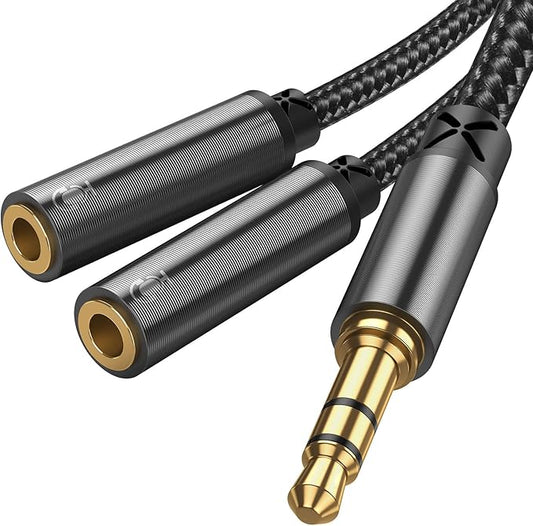 Joyroom SY-A04 Headphone male to 2-female Y-splitter audio cable 0.2m-black