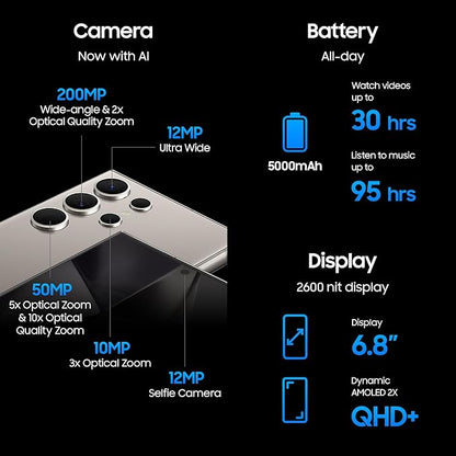 SAMSUNG Galaxy S24 Ultra, AI Android Smartphone, 256GB Storage, 12GB RAM, 200MP Camera, S Pen, Long Battery Life, Titanium Yellow - 1 year Local Warranty