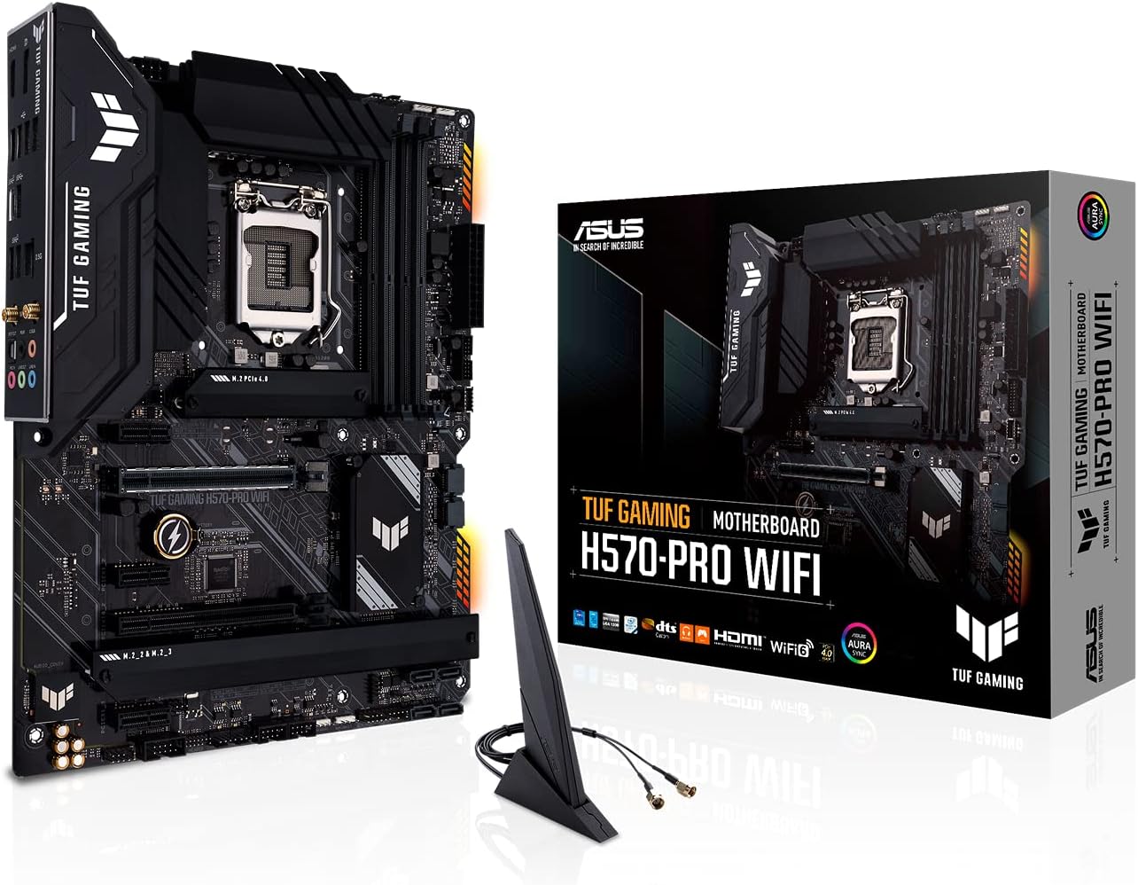 ASUS TUF GAMING H570-PRO WIFI (INTEL H570) LGA 1200 ATX gaming motherboard with PCIe 4.0, three M.2 slots, 8+1 DrMOS