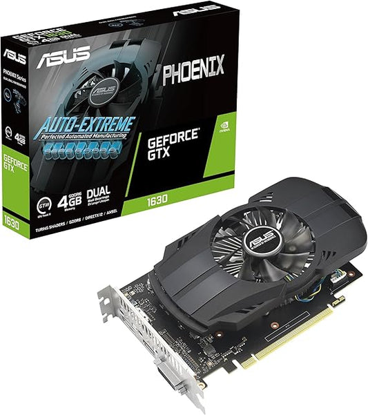 ASUS Phoenix NVIDIA GeForce GTX 1630 Graphics Card (PCIe 3.0, 4GB GDDR6 memory, HDMI 2.0b, DisplayPort 1.4a, DVI-D, IP5X Dust Resistance, Auto-Extreme)