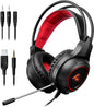 LYCANDER Gaming Headset with Microphone LED Light, 3.5mm input - for PC, PS4, Xbox One, Nintendo Switch and more (Essential - Black/Red)