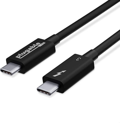 Plugable Thunderbolt 3 Cable 40Gbps Supports 100W (20V, 5A) Charging, 2.6ft / 0.8m USB C Compatible [Thunderbolt 3 Certified] - Driverless