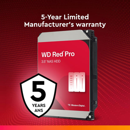 Western Digital 22TB WD Red Pro NAS Internal Hard Drive HDD - 7200 RPM, SATA 6 Gb/s, CMR, 512 MB Cache, 3.5" - WD221KFGX