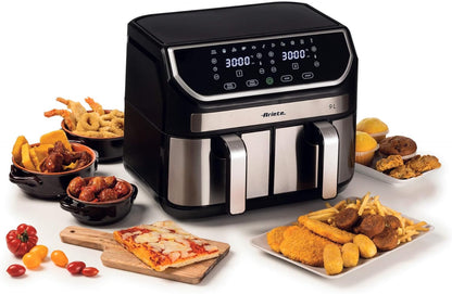 Ariete 4625 Air Fryer 9L – 11 Preset Programs, Digital Display, Dishwasher Safe Dual Basket, Rapid Air Technology, Adjustable Temperature from 80°C-200°C - T