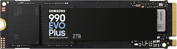 Samsung 990 EVO Plus NVMe M.2 SSD 2TB, PCIe 4.0 x4 / PCIe 5.0 x2, NVMe 2.0 (2280), 7250MB/s Read, 6300MB/s Write, Internal SSD for Gaming and Graphics Editing, MZ-V9S2T0BW