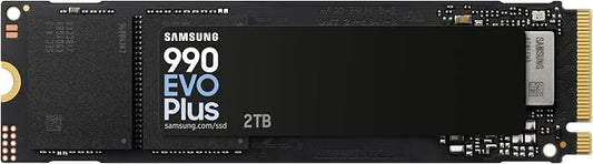 Samsung 990 EVO Plus NVMe M.2 SSD 2TB, PCIe 4.0 x4 / PCIe 5.0 x2, NVMe 2.0 (2280), 7250MB/s Read, 6300MB/s Write, Internal SSD for Gaming and Graphics Editing, MZ-V9S2T0BW