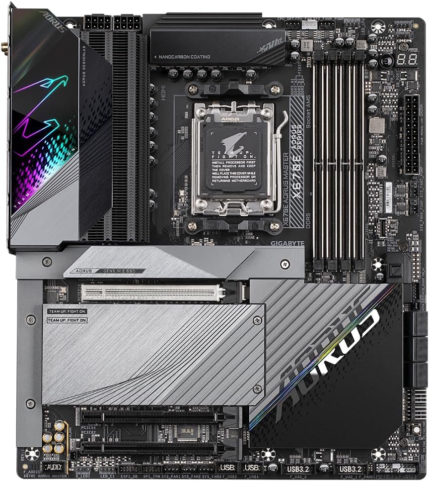 Gigabyte X670E AORUS MASTER ATX Motherboard - Supports AMD Ryzen 7000 Series CPUs (Socket AM5), DDR5 6400(OC), 1x PCIe 5.0 x16, 1x PCIe 4.0 x16, 2x M.2 PCI-E 5.0, 2x M.2 PCI-E 4.0, 2.5G LAN & Wi-Fi 6E - T