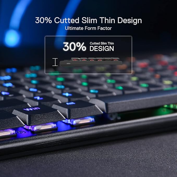 Redragon K622 Horus TKL RGB Mechanical Keyboard, Ultra-Thin Designed Wired Gaming Keyboard w/Low Profile Keycaps, Dedicated Media Control & Linear Red Switch, Pro Software Supported