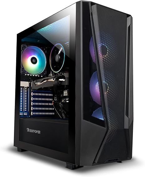 iBuyPower SlateMesh Gaming PC Computer Desktop SlateMeshA5N4601 (AMD Ryzen 5 7600, RTX 4060 8GB, 16GB DDR5 5200 Mhz, 500GB NVMe SSD, Windows 11 Home),Black