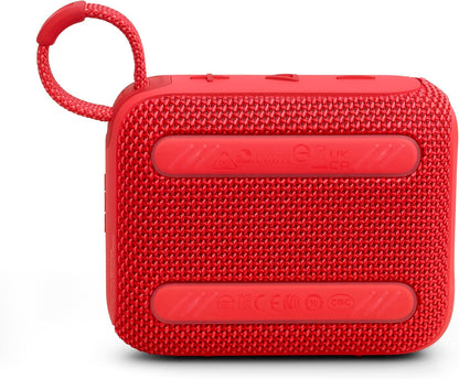 JBL Go 4 in Red - Portable Bluetooth Speaker Box Pro Sound, Deep Bass and Playtime Boost Function - Waterproof and Dustproof - 7 Hours Runtime