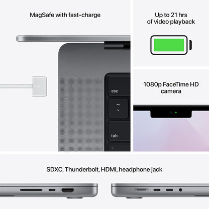 2021 Apple MacBook Pro (16-inch, Apple M1 Max chip with 10‑core CPU and 32‑core GPU, 32GB RAM, 1TB SSD) - Space Grey